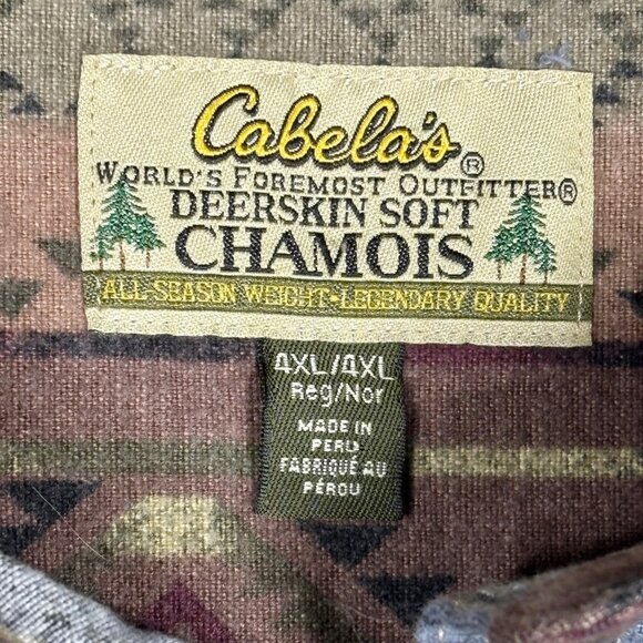 VTG Cabelas Deerskin Soft Chamois Aztec Southwestern Flannel Shirt Mens 4XL - Picture 5 of 8